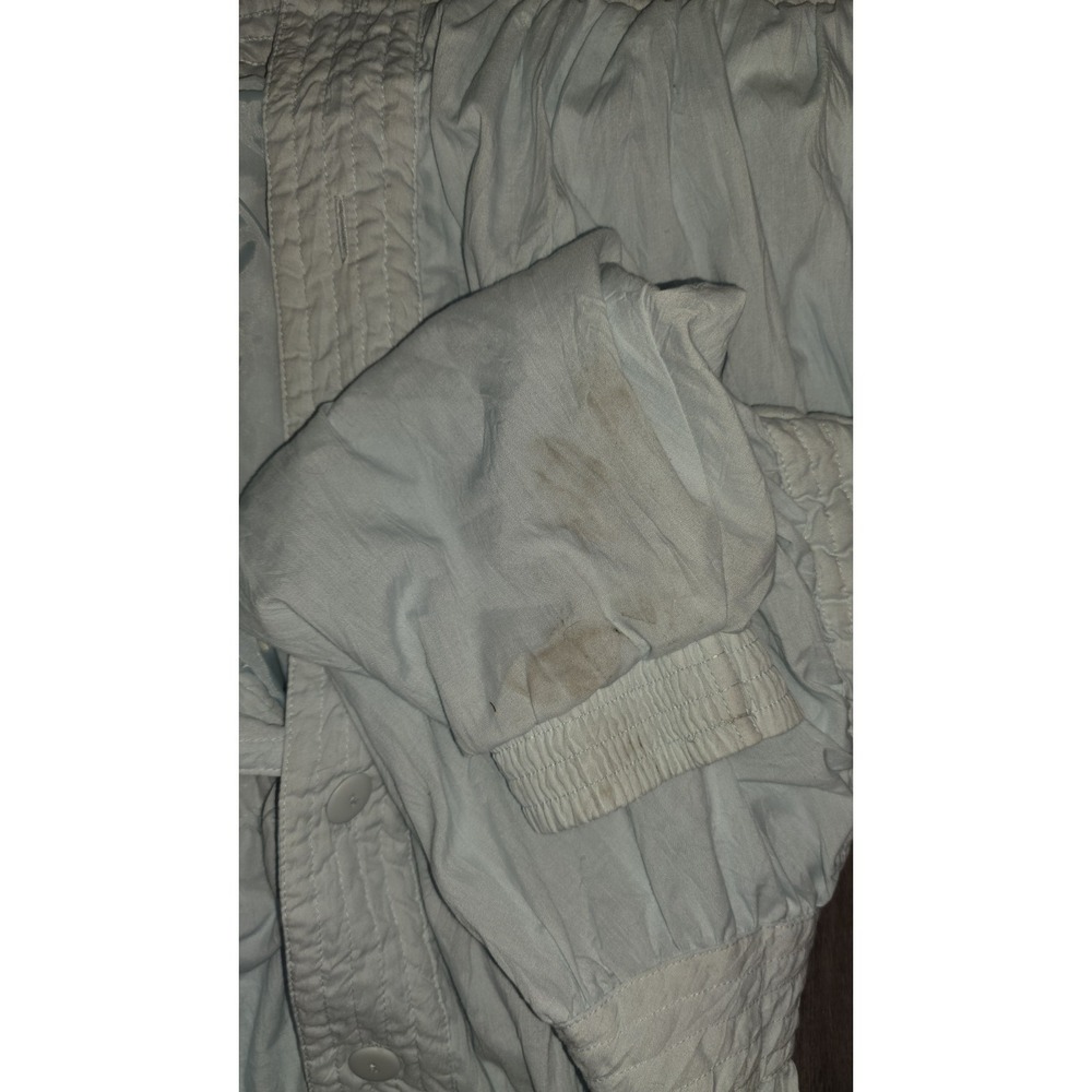 Vtg 80s Abraxas Women Crepe Pleated Windbreaker Jacket Large Blue Puff‎ Sleeves - Picture 7 of 8